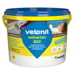 Гидроизоляционная мастика Vetonit Weber.Tec 822 розовая, 8 кг